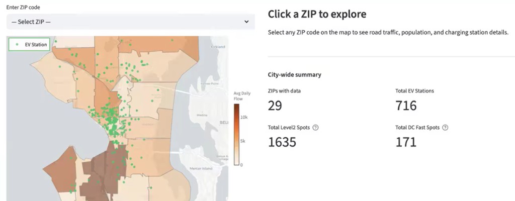 E-Valuating Seattle Charging dashboard map